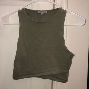 olive green cropped tank top